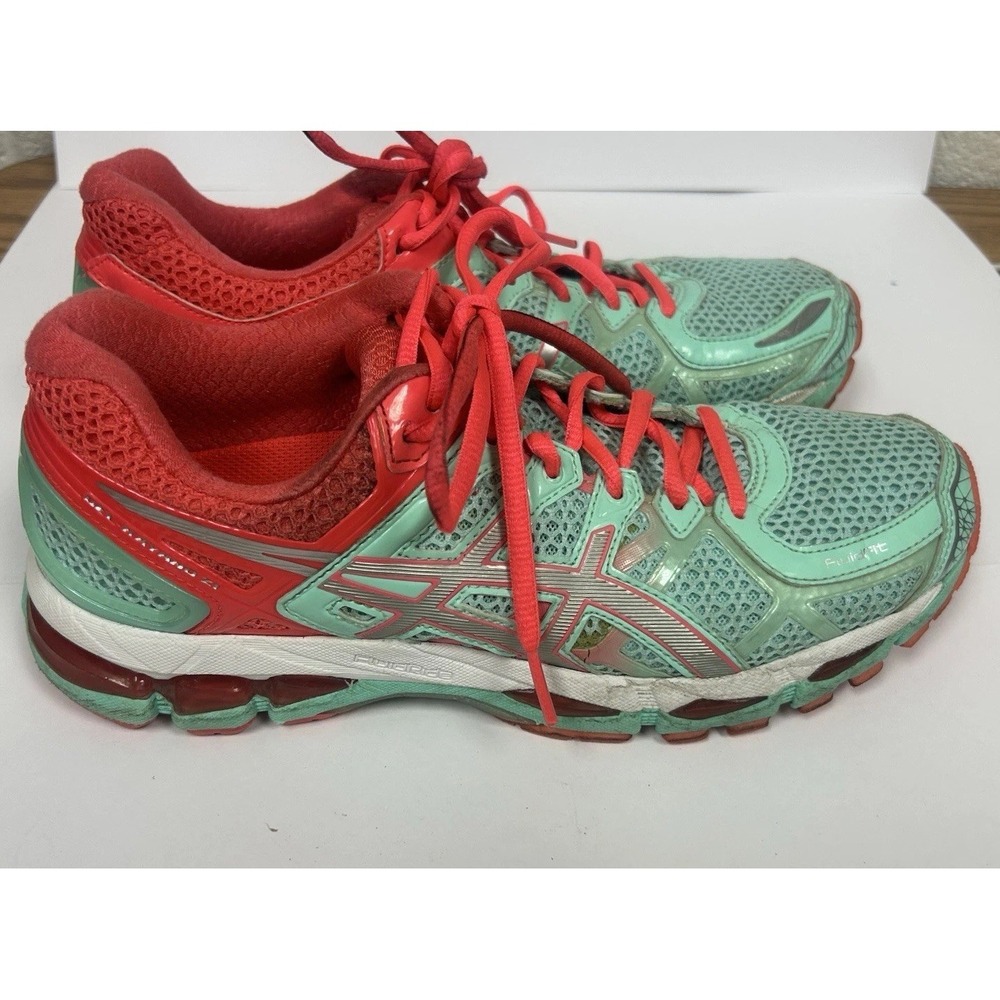 Asics Gel-Kayano 21 Women's Shoes Aqua Green-Pink Running Sneakers Size 9